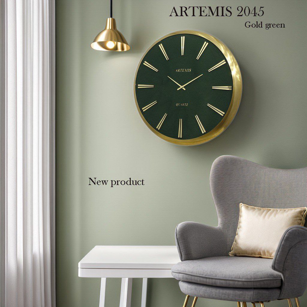 ساعت-دیواری-آرتمیس-مدل-2045-گلد-صفحه-سبز-سایز-B