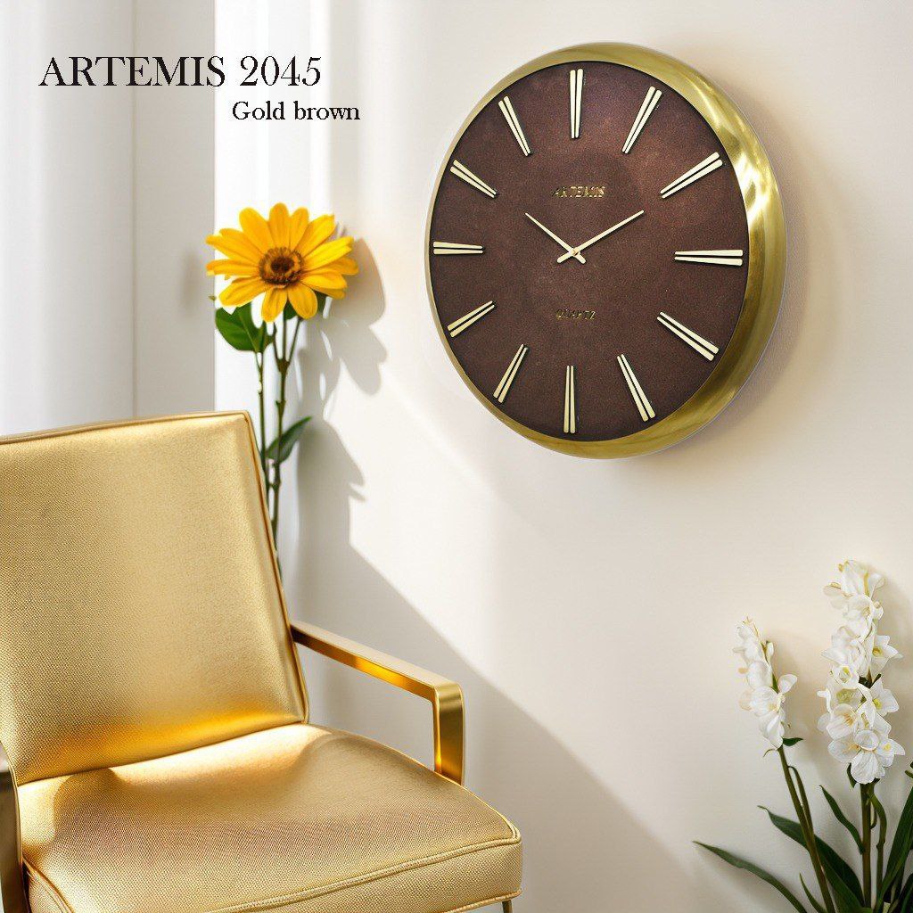 ساعت-دیواری-آرتمیس-مدل-2045-گلد-صفحه-قهوه-ای-سایز-C