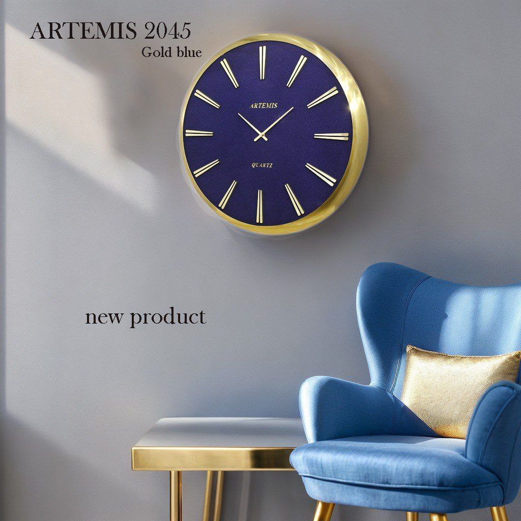 ساعت-دیواری-آرتمیس-مدل-2045-گلد-صفحه-آبی-سایز-C