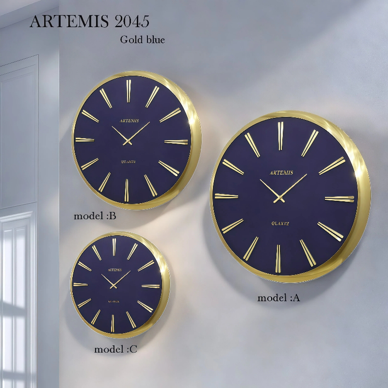 ساعت-دیواری-آرتمیس-مدل-2045-گلد-صفحه-آبی-سایز-B