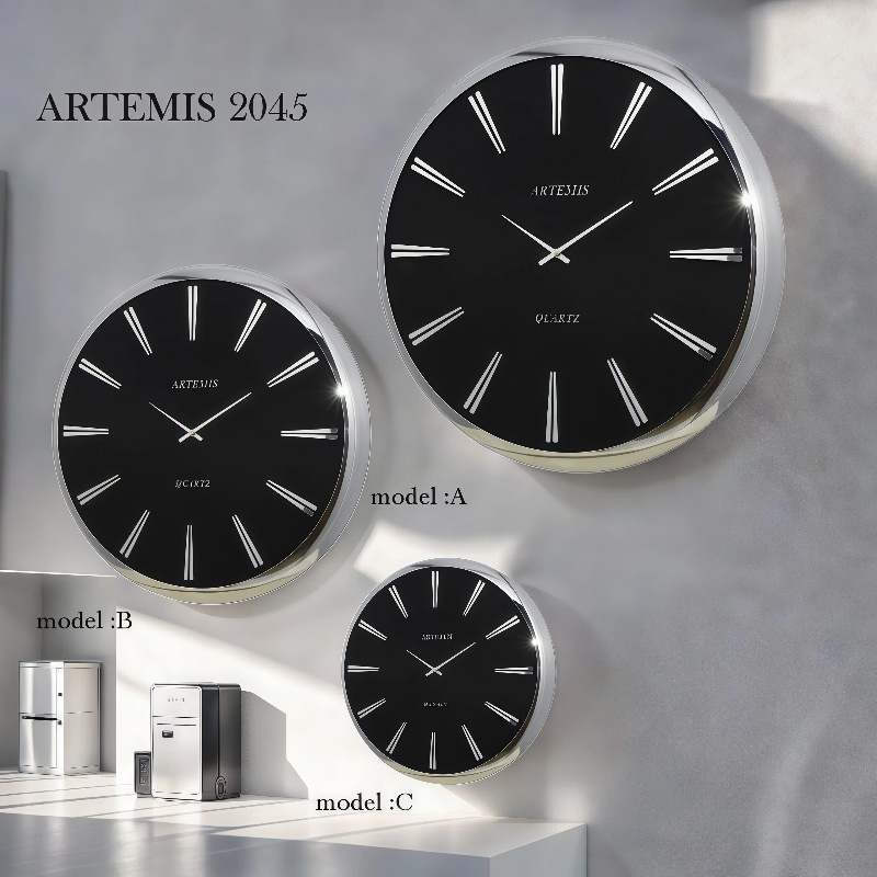 ساعت-دیواری-آرتمیس-مدل-2045-سیلور-صفحه-مشکی-سایز-B