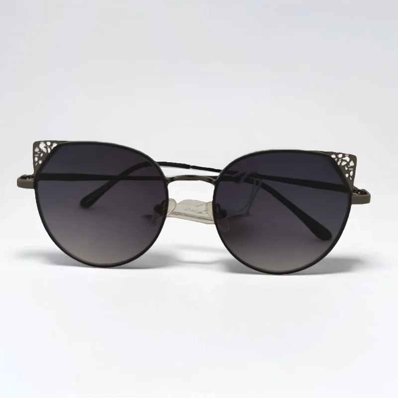 عینک-آفتابی-زنانه-مدل-کت-گوشه-فلزی-ادول-دودی