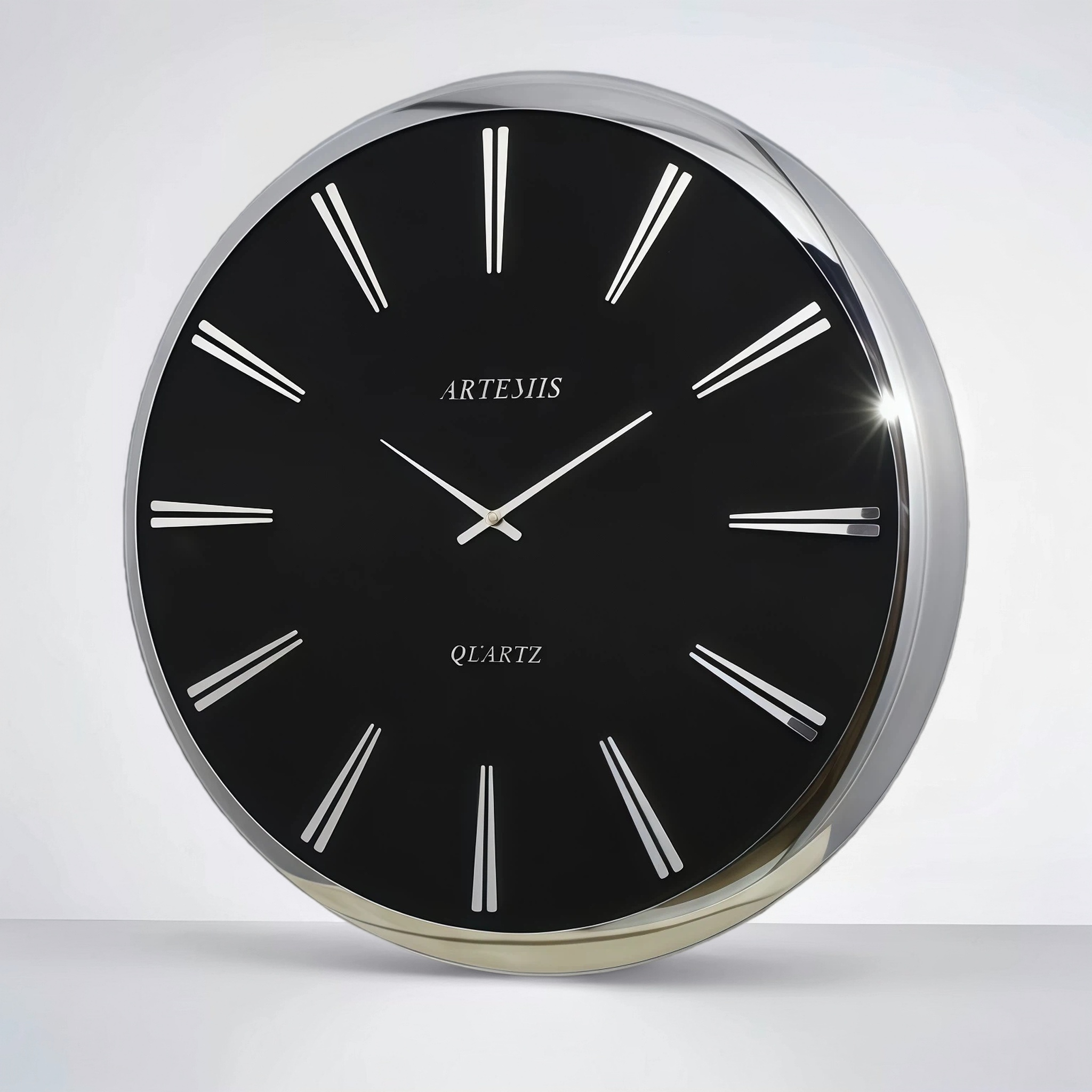 ساعت دیواری آرتمیس مدل 2045 سیلور صفحه مشکی سایز A 
