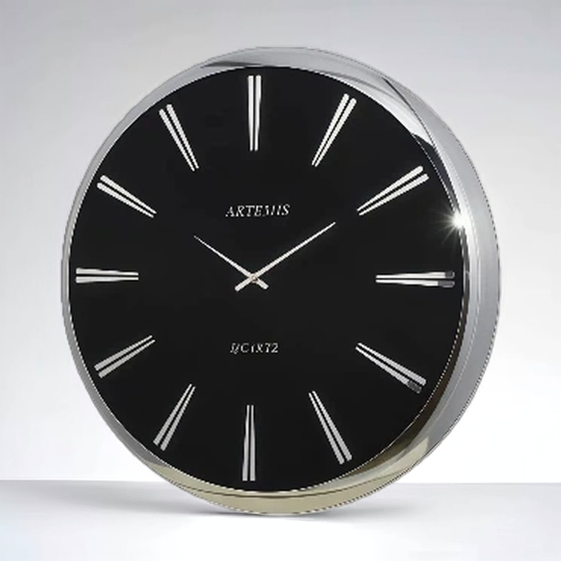 ساعت دیواری آرتمیس مدل 2045 سیلور صفحه مشکی سایز B 