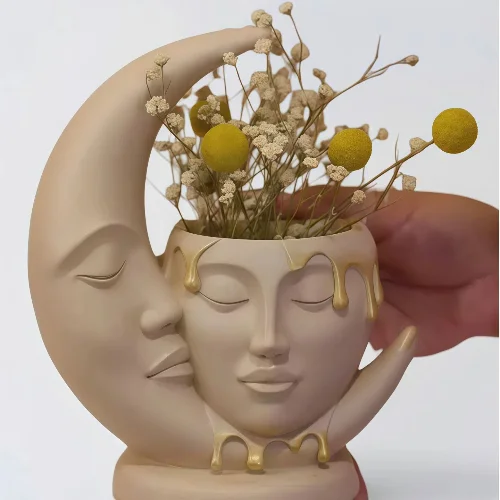 گلدان یا جا شمعی ماه سنگ مصنوعی